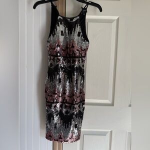 Glamorous Sequin Mini Dress in Black, Silver, and Pink